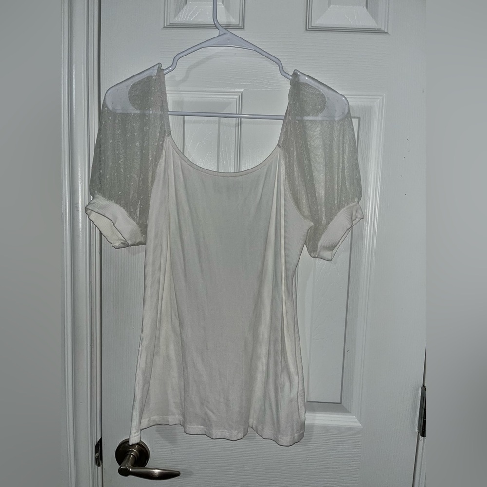 Chic White Sheer Sleeve Blouse